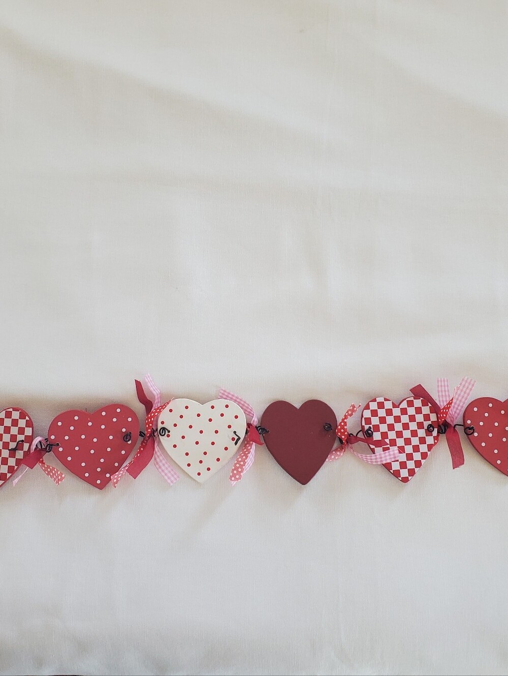 Red and White Heart Garland - Home Decor